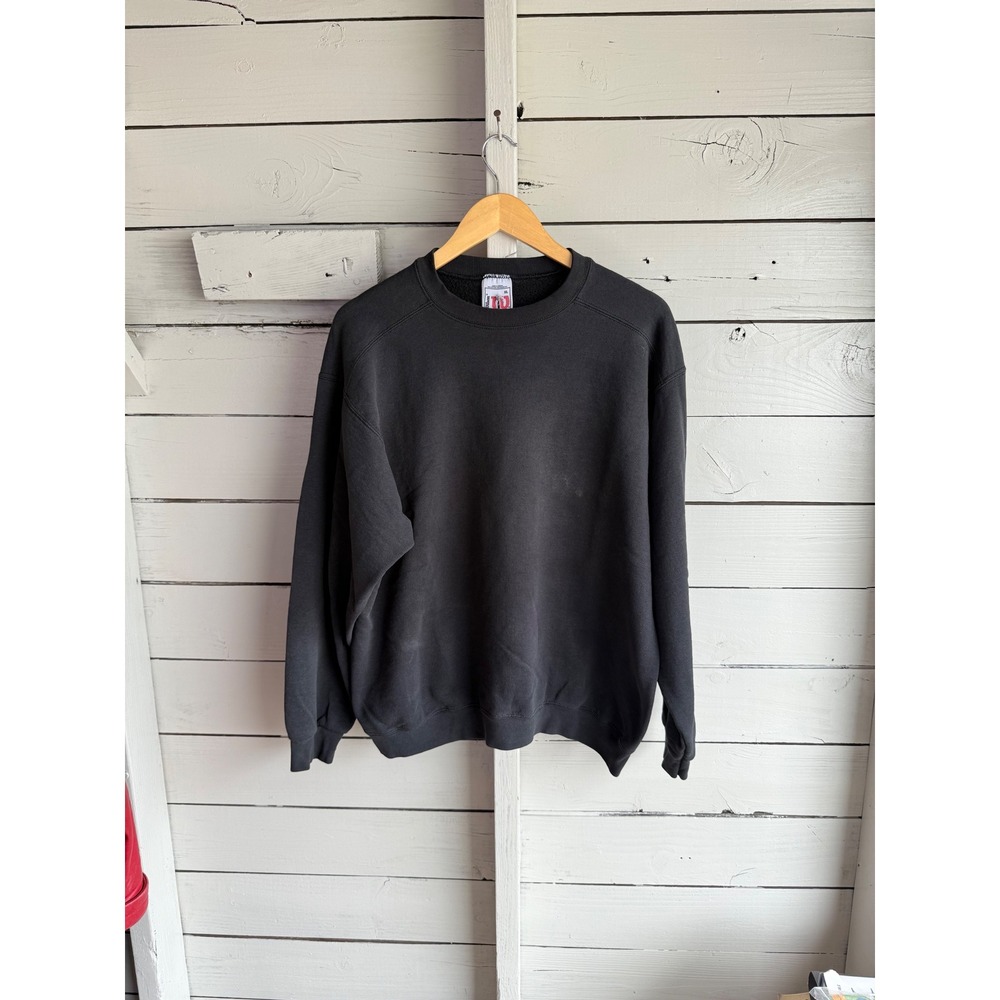 Wilson Vintage Crewneck Sweatshirt Mens XL Faded Black Raglan Fleece Pullover
